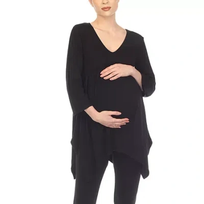 White Mark Maternity Womens V Neck Long Sleeve Tunic Top In Black