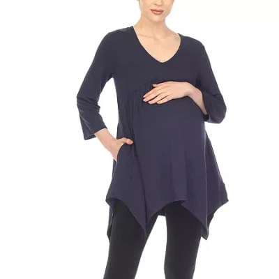 White Mark Maternity Womens V Neck Long Sleeve Tunic Top In Multi