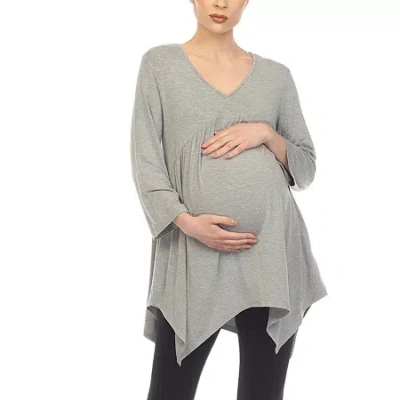 White Mark Maternity Womens V Neck Long Sleeve Tunic Top In Multi