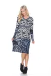 White Mark Naarah Embroidered Sweater Dress In Blue In Blue