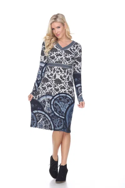 White Mark Naarah Embroidered Sweater Dress In Blue