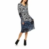 White Mark Naarah Womens Long Sleeve Embroidered Sweater Dress In Blue