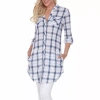White Mark Piper Plaid Womens Long Sleeve Tunic Top In Blue