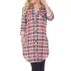 White Mark Piper Plaid Womens Long Sleeve Tunic Top In Gray