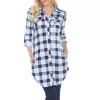 White Mark Piper Plaid Womens Long Sleeve Tunic Top In Green