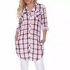 White Mark Piper Plaid Womens Long Sleeve Tunic Top In Red