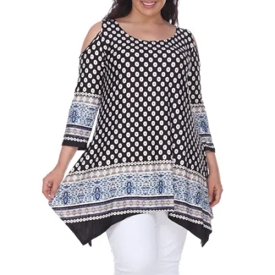 White Mark Plus Antonia Womens Scoop Neck 3/4 Sleeve Tunic Top In Black