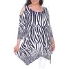 White Mark Plus Antonia Womens Scoop Neck 3/4 Sleeve Tunic Top In Blue