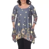 White Mark Plus Erie Womens Scoop Neck 3/4 Sleeve Tunic Top In Gray