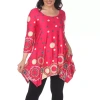 White Mark Plus Erie Womens Scoop Neck 3/4 Sleeve Tunic Top In Pink