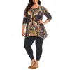 White Mark Plus Marlene Womens Drapey Printed Tunic Top