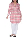 White Mark Plus Piper Stretchy Plaid Tunic In Multi