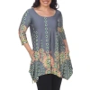 White Mark Plus Rella Womens Scoop Neck 3/4 Sleeve Tunic Top In Gray