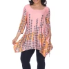 White Mark Plus Rella Womens Scoop Neck 3/4 Sleeve Tunic Top In Pink
