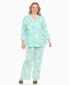 White Mark Plus Size 2-piece Floral Print Tunic Top And Pants Set