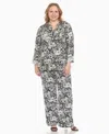 White Mark Plus Size 2-piece Floral Print Tunic Top And Pants Set