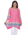 White Mark Plus Size Antonia Cut-out Shoulder Tunic In Fuchsia White