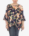 White Mark Plus Size Blanche Tunic Top In Peach Flower