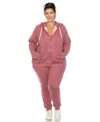 White Mark Plus Size Burnout Jogger Set In Lilac