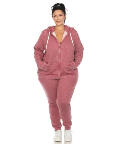 White Mark Plus Size Burnout Jogger Set In Lilac