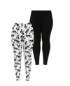 White Mark Plus Size Cat Print Legging Pants, 2-pack In Multi