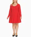 White Mark Plus Womens Pleated Textured Mini Dress In Red