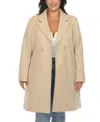 White Mark Plus Size Classic Walker Coat In Beige