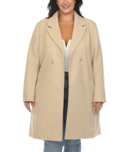 White Mark Plus Size Classic Walker Coat In Beige