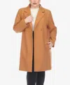 White Mark Plus Size Classic Walker Coat In Brown