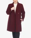 White Mark Plus Size Classic Walker Coat In Burgundy