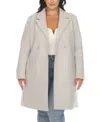 White Mark Plus Size Classic Walker Coat In Light Grey