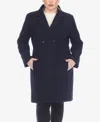 White Mark Plus Size Classic Walker Coat In Navy