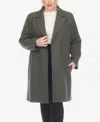 White Mark Plus Size Classic Walker Coat In Olive