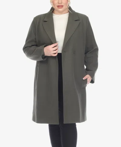 White Mark Plus Size Classic Walker Coat In Olive