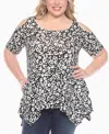 White Mark Plus Size Cold Shoulder Leopard Print Short Sleeve Knit Top In Multi