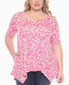 White Mark Plus Size Cold Shoulder Leopard Print Short Sleeve Knit Top In Pink