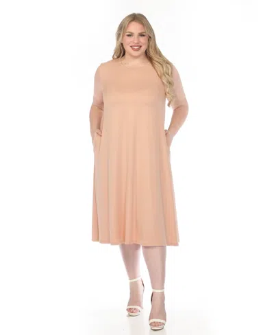 White Mark Plus Size Short-sleeve Midi A-line Dress In Green