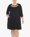 White Mark Plus Womens Knit Swing Midi Dress In Black
