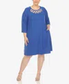 White Mark Plus Womens Knit Swing Midi Dress In Royal