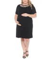 White Mark Plus Size Criss Cross Neckline Maternity Dress In Black