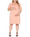 White Mark Plus Size Criss Cross Neckline Maternity Dress In Pink