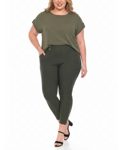 White Mark Plus Size Dolman Top And Scuba Pants Set In Green