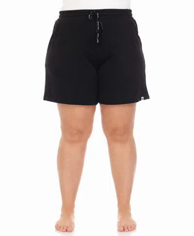 White Mark Plus Size Drawstring Lounge Shorts In Black