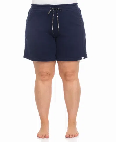 White Mark Plus Size Drawstring Lounge Shorts In Blue