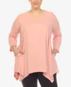 White Mark Plus Size Empire Cut V-neck Tunic Top In Pink