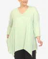 White Mark Women's Maternity Empire Waist V-neck Tunic Top In Sage