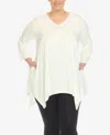 White Mark Plus Size Empire Cut V-neck Tunic Top In White