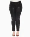 White Mark Plus Size Faux Suede Snake Print Pants In Black