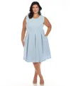 White Mark Plus Size Fit And Flare Dress In Baby Blue