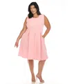 White Mark Plus Size Fit And Flare Dress In Cotton Pin